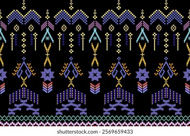 Seamless Nordic Knit Pattern. Charming heart-shaped cross-stitch embroidery seamlessly repeating across the background. Design for fashion texture, fabric ,print and etc.