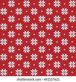 Seamless Nordic pattern with red background