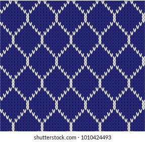 Seamless norwegian knitted blue pattern. Woolen  knitted background
