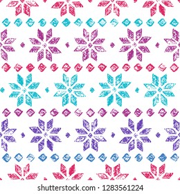 Seamless norwegian star knitting pattern. Scandinavian boundless background. Vector bright hand-drawn illustration.