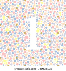 seamless number one with colorful and gold glitter polka dot pattern background