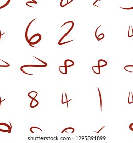 Seamless numbers background hand drawn, for graphic design. Vector artwork.