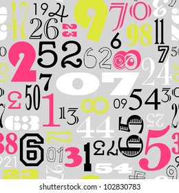 Seamless Numbers background in retro vintage style