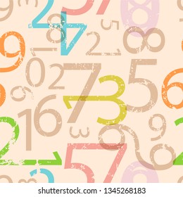 seamless numbers pattern, grungy vector illustration, fictional artwork