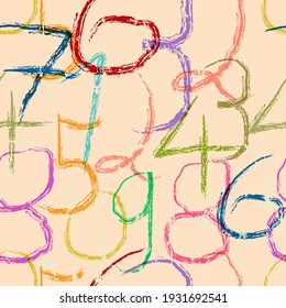seamless numbers pattern, grungy vector illustration,background texture pattern