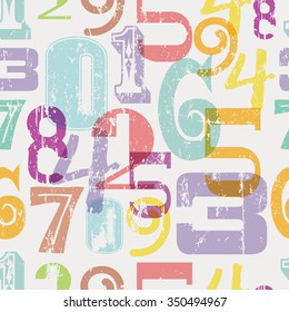 seamless numbers pattern, grungy vector illustration, fictional artwork