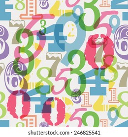 seamless numbers pattern, vector illustration