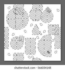 Seamless nursery vecto lined pattern. Black and white lines background. Tehnologies scandinavian background.
