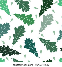 Seamless oak leaves in green color