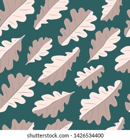 Seamless oak pattern. Oak background. Vector pattern. Oak leaves. Nature pattern. Forest.