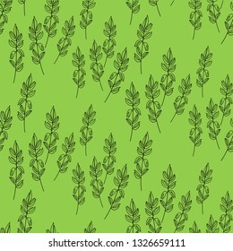 Seamless oats pattern on green background