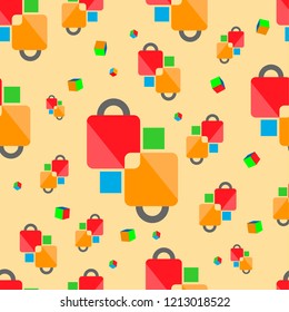 seamless objects shopping bag design random colors