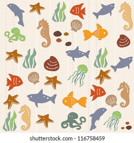 Seamless ocean life pattern 2