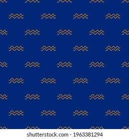 Seamless ocean waves vector pattern. Repeat zig zag background with stripe elements. Trendy dark blue summer fashion print design. Modern illustration.