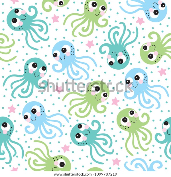 Seamless Octopus Pattern Vector Illustration Stock Vector Royalty Free