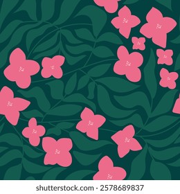 Seamless Oenothera flower pattern. Vector illustration
