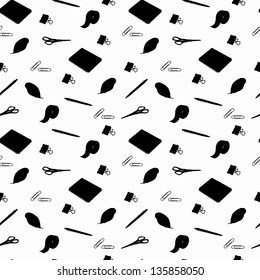 Seamless office pattern - black and white (vector)