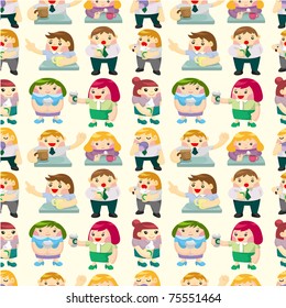 seamless office worker tea time pattern
