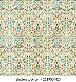 Seamless ogee pattern. Vintage damask print. Bohemian ornament for pillows, blankets, home decor, wallpapers. Vector illustration.