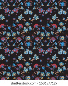 Seamless Oil Paint Style Small Ditsy Florals Detailed and Colorful Design Pattern