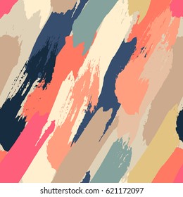 seamless oil painting vector illustration. abstract brushstroke background, colorful patter