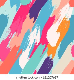 seamless oil painting vector illustration. abstract brushstroke background, colorful patter