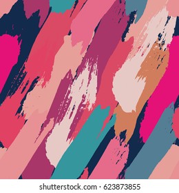 seamless oil painting vector illustration. abstract brushstroke background, colorful patter