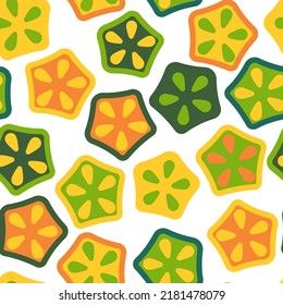 Seamless okra colorful pattern. Summer background. Vector pattern.
