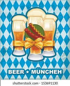 Seamless Oktoberfest and Bavarian flag background. Vector illustration banner wish your text