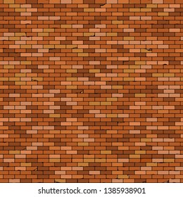 Seamless Old brick wall background with vignette. Vector brick wall texture for background