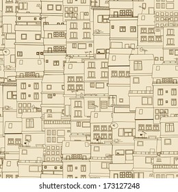 Seamless old town pattern, abstract art