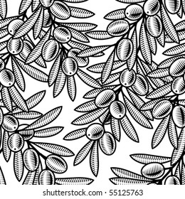 Seamless olive background black and white. Vector