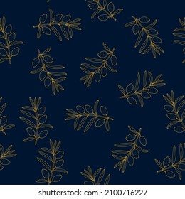 Seamless olive branch pattern. Hand drawn vector illustration
