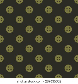 Seamless olive green buttons polka dots pattern vector