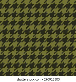 Seamless olive green classical retro pixel houndstooth pattern vector