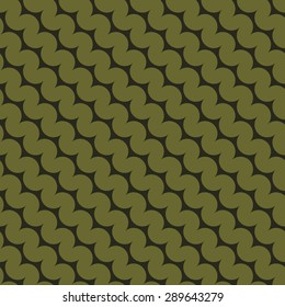 Seamless olive green diagonal rounded zigzag pattern vector