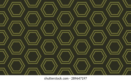 Seamless olive green distant hexagons pattern vector