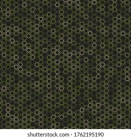 Seamless olive green hexagon honeycomb tile pattern vector. Digital art camo design. Technology seamless pattern geometric vector texture background