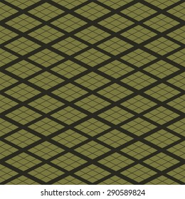 Seamless olive green isometric rhombus pattern vector
