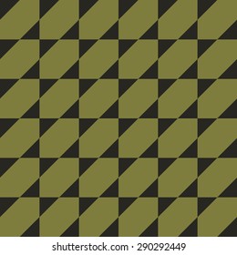 Seamless olive green op art square triangles illusion pattern vector