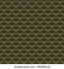 Seamless olive green oriental fish scales pattern vector