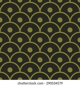 Seamless olive green simple dotted japanese scales pattern vector