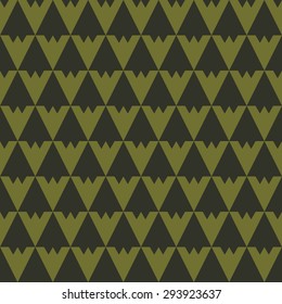 Seamless olive green vintage art deco diamond pattern vector