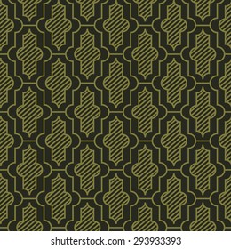 Seamless olive green vintage moroccan pattern vector