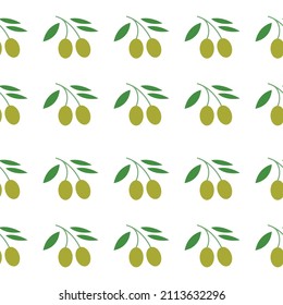 Seamless Olive Pattern Trendy Flat Style Suitable for Wallpaper, Background, Fabric, Gift Wrapping, Texture, Textile