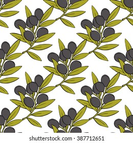 Seamless olive pattern. Vector illustration.