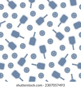 Seamless One Color Pattern of Balls and Rackets for Pickleball