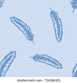seamless one colored feather on light colored background