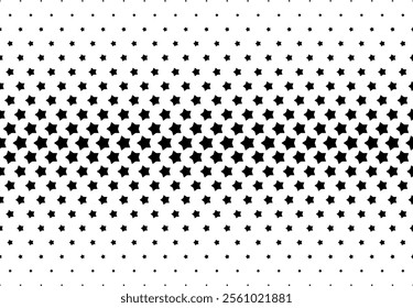 Seamless in one direction. Stars pattern with disappearing effect