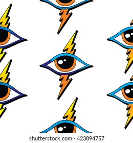 seamless one eye pattern theme vector art illustration